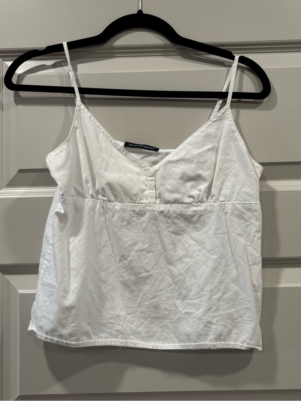 White Cotton V Neck Tank